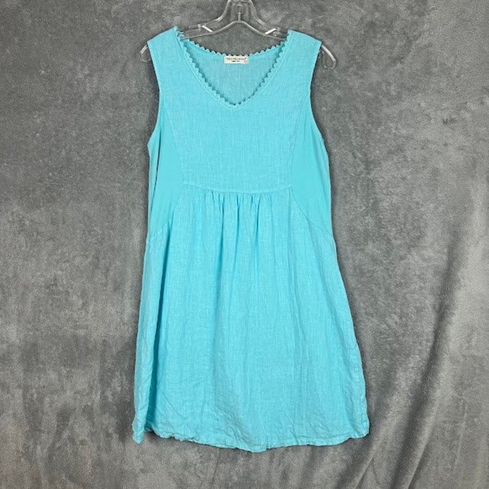 Terzo Millenio Mini Dress Womens S 100% Linen Made in Italy Lightweight Resort